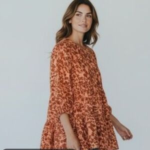 By Together | Fall Floral Oversized Festival Babydoll Dress - Size L